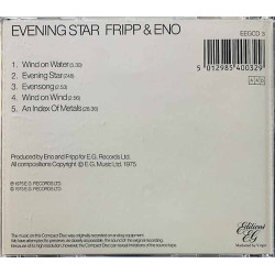 Fripp & Eno CD Evening Star  kansi EX- levy EX Käytetty CD