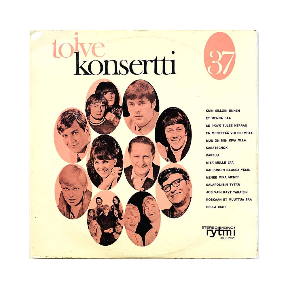 jouko ja Kosti, Jarkko ja Laura, Ernos LP Toivekonsertti 37  kansi VG levy G+ Käytetty LP