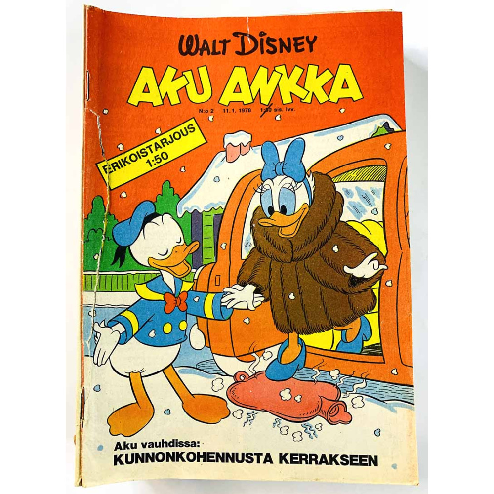 Aku Ankka 1978 2,5-7,9-13,15,17-18,21-25,29,33,37,44,46,51-52 vajaa vuosikerta 1978 23 numeroa aikakauslehti
