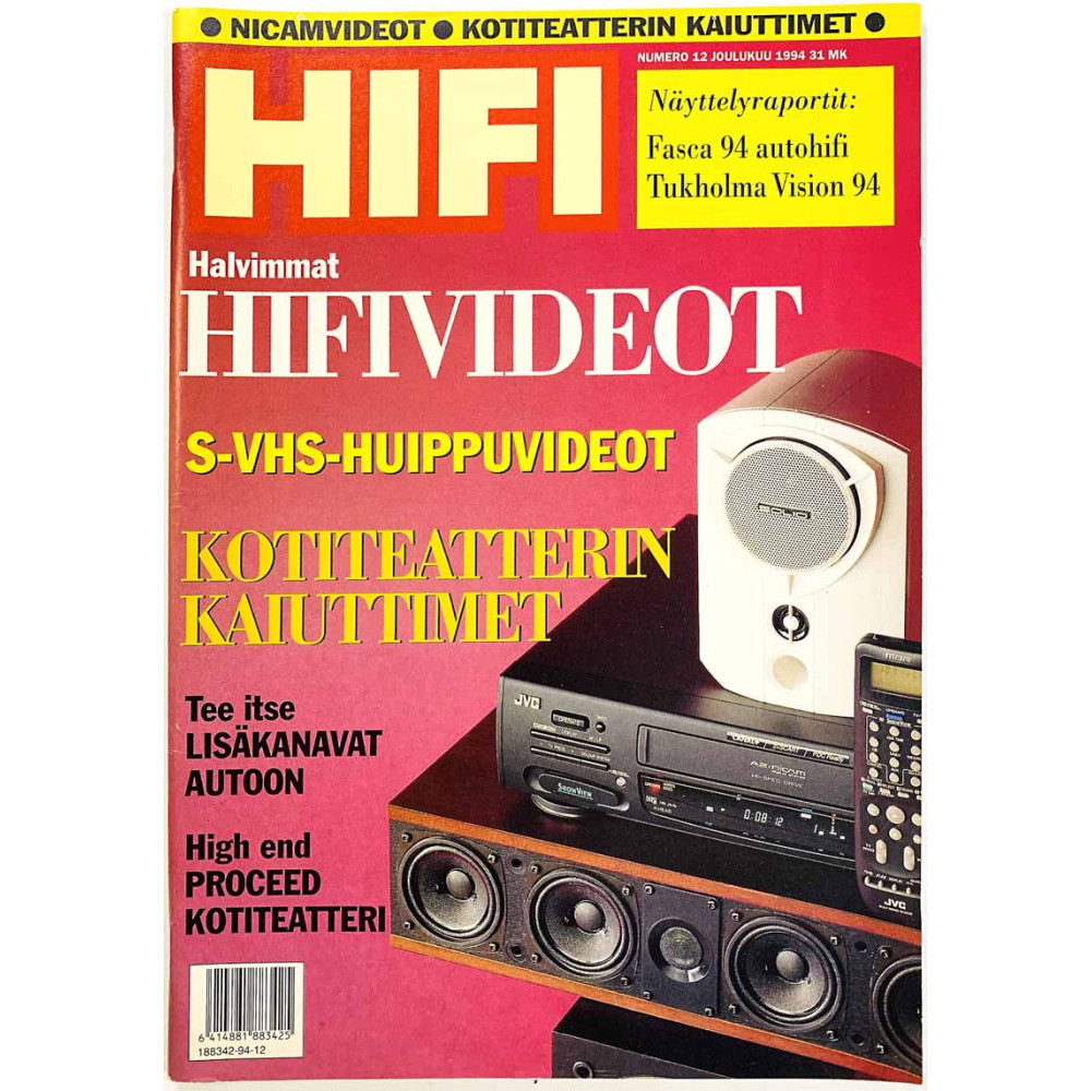Hifi-lehti 1994 12 Kotiteatterin kaiuttimet, AutoSound 94 aikakauslehti