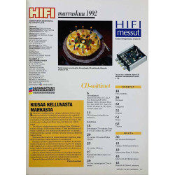 Hifi-lehti 1992 11 numero omistettu 10-vuotiaalle cd-soittimelle aikakauslehti