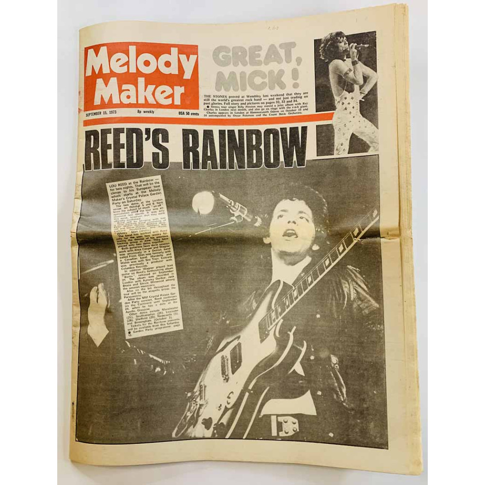 Melody Maker : Lou Reed at Rainbow,  - begagnade magazine