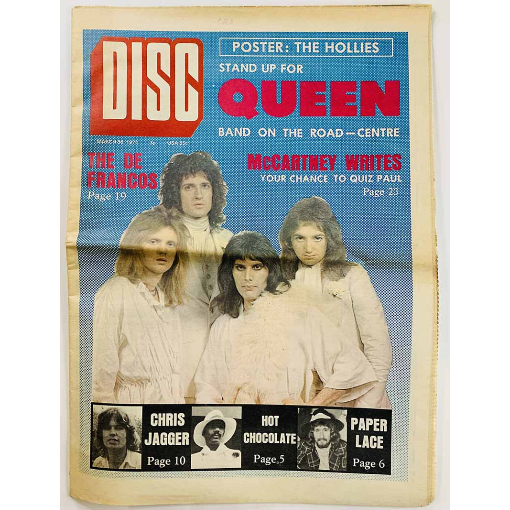 Disc magazine : Hollies poster, Queen band on the road - begagnade magazine