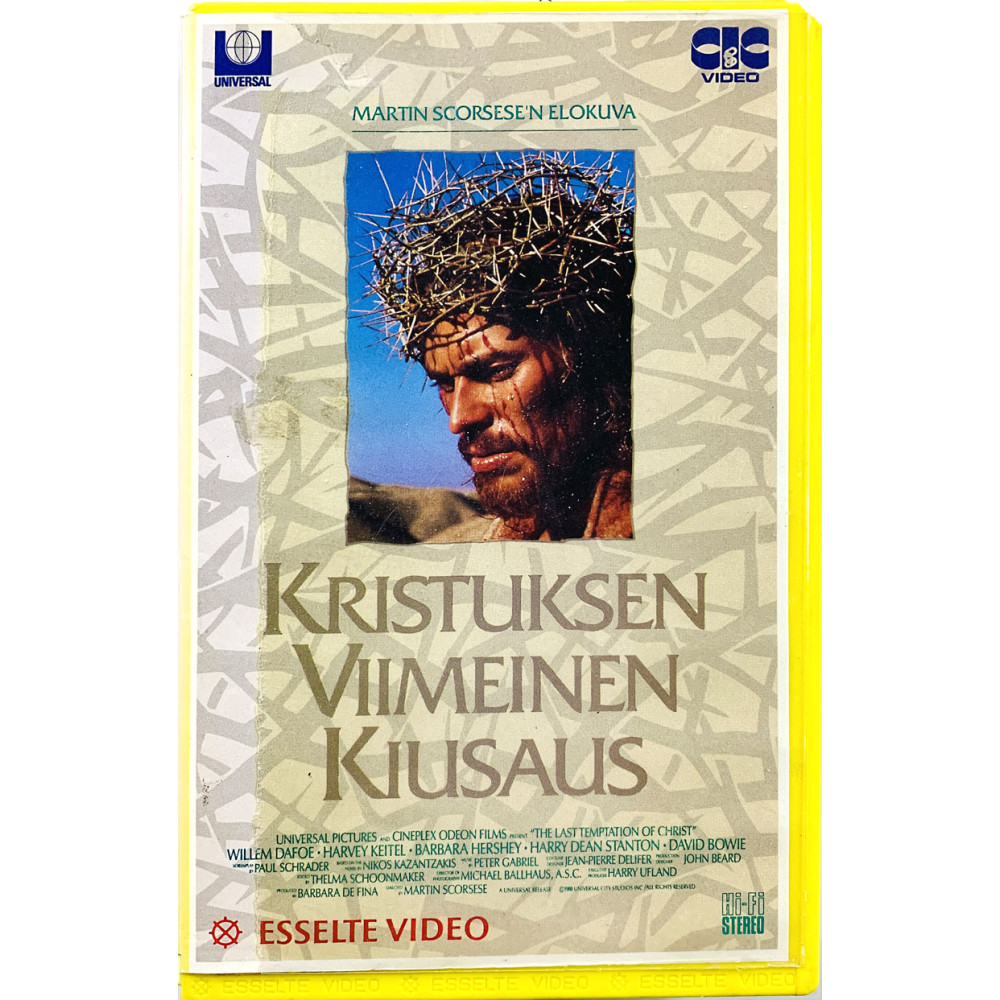 VHS-videokasetti suomitekstitys: Kristuksen Viimeinen Kiusaus kansipaperi VG- VHS-kasetin kunto VG+ VHS video