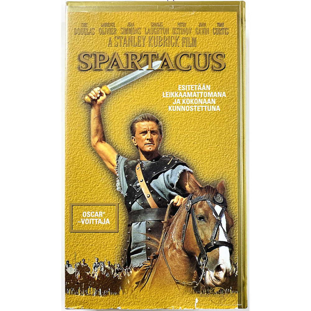 VHS-videokasetti suomitekstitys: Spartacus, a Stanley Kubrick film kansipaperi VG+ VHS-kasetin kunto EX VHS video