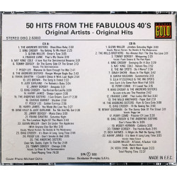 Peggy Lee, Sarah Vaughan, Vera Lynn Käytetty CD 50 Hits of the Fabulous 40’s  kansi EX- levy VG+ Käytetty CD