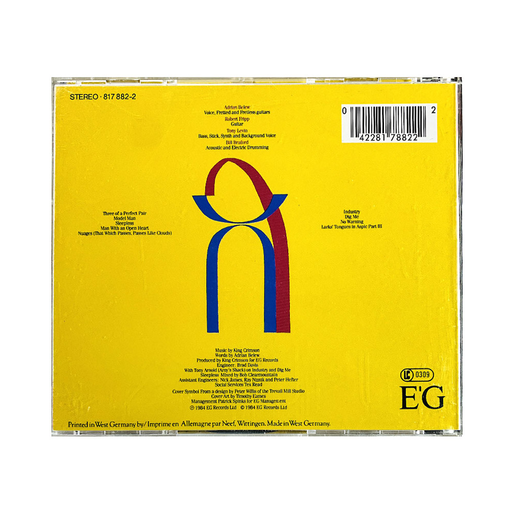 King Crimson Käytetty CD Discipline  kansi EX- levy VG+ Käytetty CD