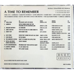 Vera Lynn, Ambrose, Marlene Dietrich CD A Time to Remember  kansi VG+ levy EX Käytetty CD