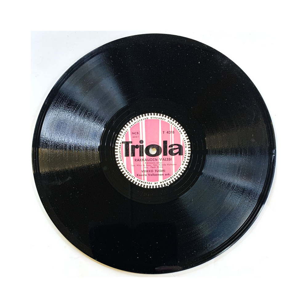 Tuomi Veikko Gramofonilevy Rakkauden valssi / Lapsuusmuistoja  kansi paperikansi/muovitasku levy VG savikiekko gramofonilevy