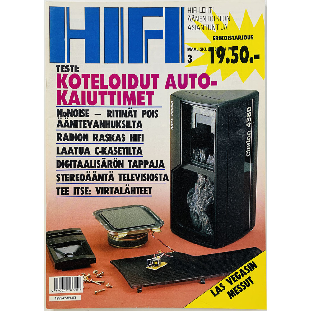 Hifi-lehti 1989 3 maaliskuu NoNoise ritinät pois äänitevanhuksilta aikakauslehti