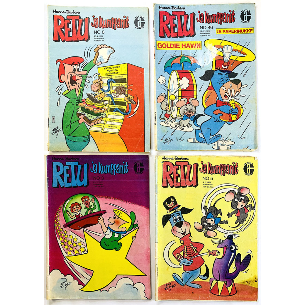 Retu ja kumppanit 1972 3, 5, 8 ja 46 4 numeroa vuodelta 1972 aikakauslehti