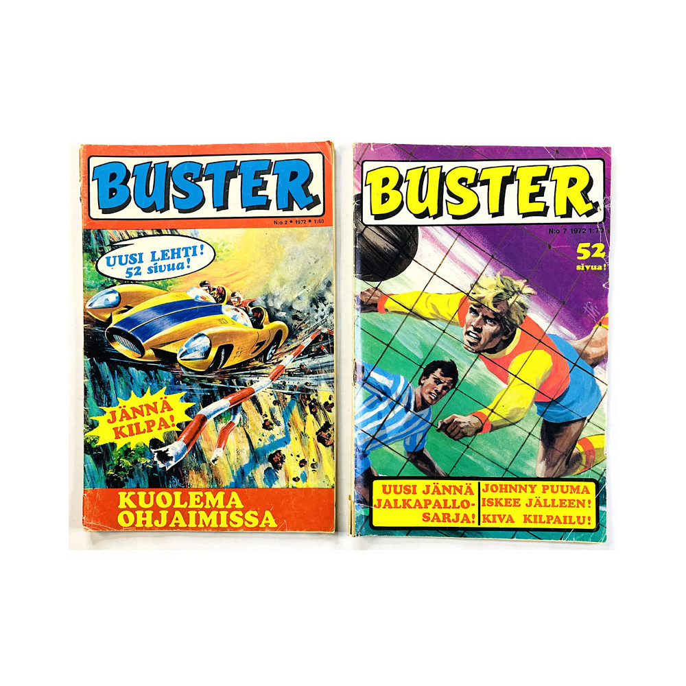Buster 1972 N:o 2 ja N:o 7 2 numeroa vuodelta 1972 aikakauslehti