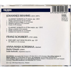 Brahms Johannes / Schubert Franz 1993 544282 Clarinet Sonatas CD Begagnat