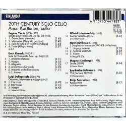 Karttunen Anssi CD 20th Century Solo Cello  kansi EX- levy EX Käytetty CD