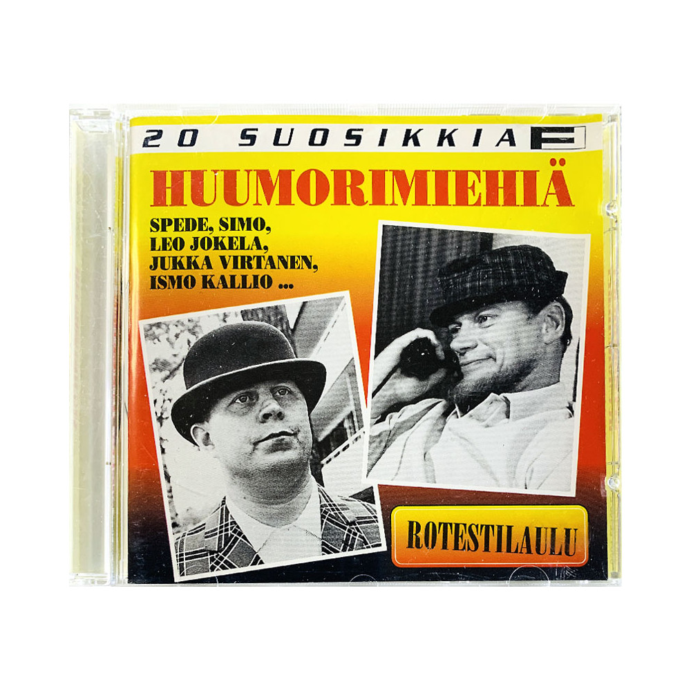 Reijo Tani, Spede, Simo, Leo Jokela CD Huumorimiehiä 20 Suosikkia - Rotestilaulu  kansi EX levy EX Käytetty CD