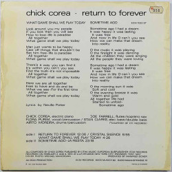 Corea Chick LP Return to forever  kansi VG levy VG+ Käytetty LP