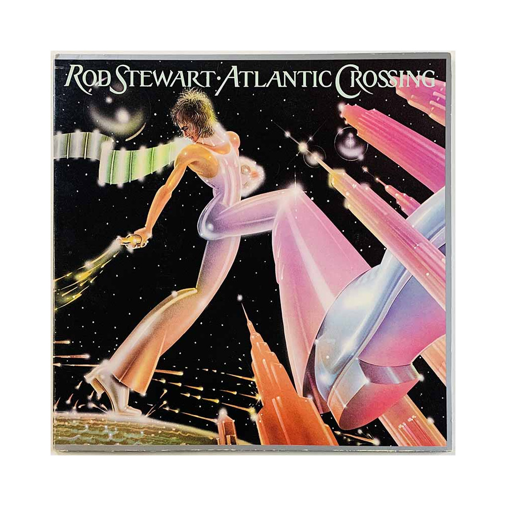 Stewart Rod LP Atlantic Crossing  kansi EX levy EX Käytetty LP