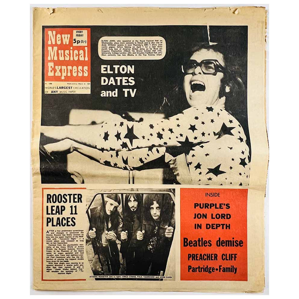 New Musical Express : Atomic Rooster, Jon Lord, Roger Chapman - begagnade magazine