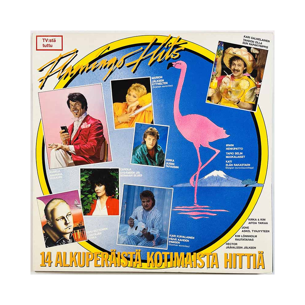 Levy-yhtiön mainoskansi LP kansi Flamingo Hits / kääntöpuoli Dingo autiotalo  kansi VG+ levy ei levyä kansi ilman levyä