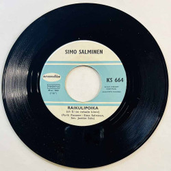 Simo Ja Spede / Simo Salminen Käytetty 7” ei kuvakantta Keltainen jäänsärkijä / Raikulipoika  kansi Ei kuvakantta levy VG+ käyte