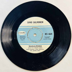 Simo Ja Spede / Simo Salminen Käytetty 7” ei kuvakantta Keltainen jäänsärkijä / Raikulipoika  kansi Ei kuvakantta levy VG+ käyte