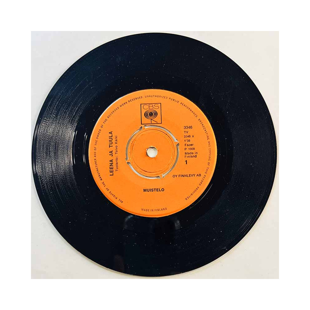 Leena Ja Tuula Käytetty 7” ei kuvakantta Muistelo / Astridin valssi  kansi Ei kuvakantta levy VG+ käytetty vinyylisingle