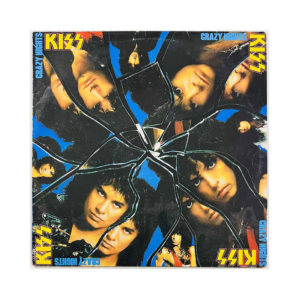 Kiss LP Crazy Nights, made in Finland  kansi VG levy G Käytetty LP