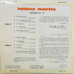 Martin Helene LP Récital N°1 10-inch LP  kansi EX- levy G+ Käytetty LP