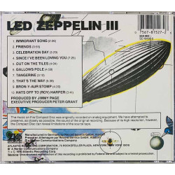 Led Zeppelin CD III  kansi EX- levy EX Käytetty CD