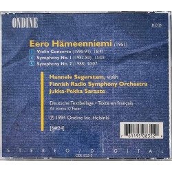 Hämeenniemi Eero - Hannele Segerstam CD Violin Concerto, Symphonies 1 & 2  kansi EX- levy EX Käytetty CD