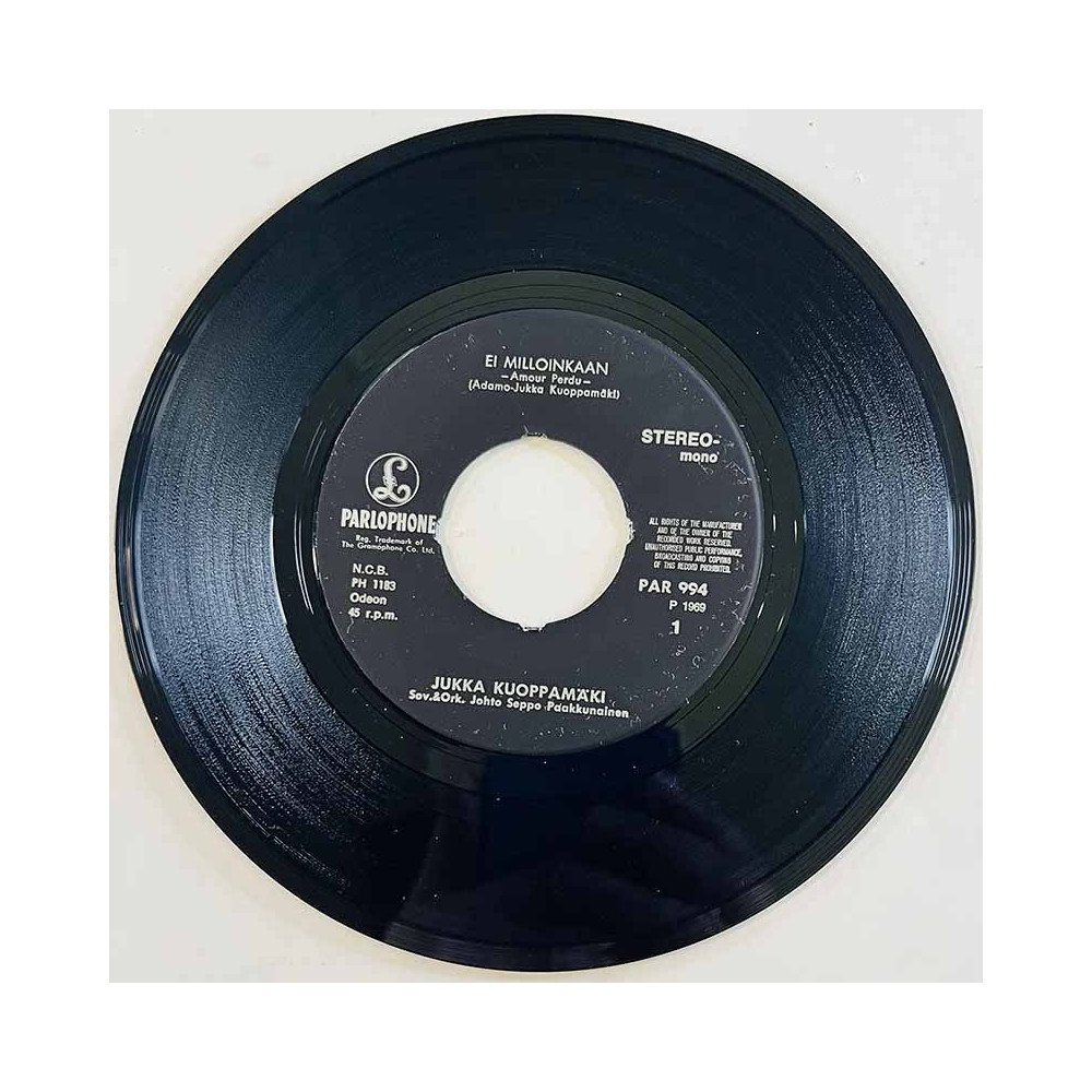 Kuoppamäki Jukka 1969 PAR 994 Ei milloinkaan / Minne matkani vie begagnad singelskiva