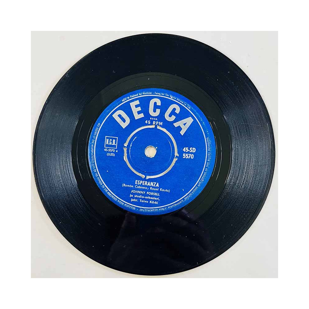 Forsell Johnny Käytetty 7” ei kuvakantta Esperanza / Kahvila "Flamenco"  kansi Ei kuvakantta levy VG käytetty vinyylisingle