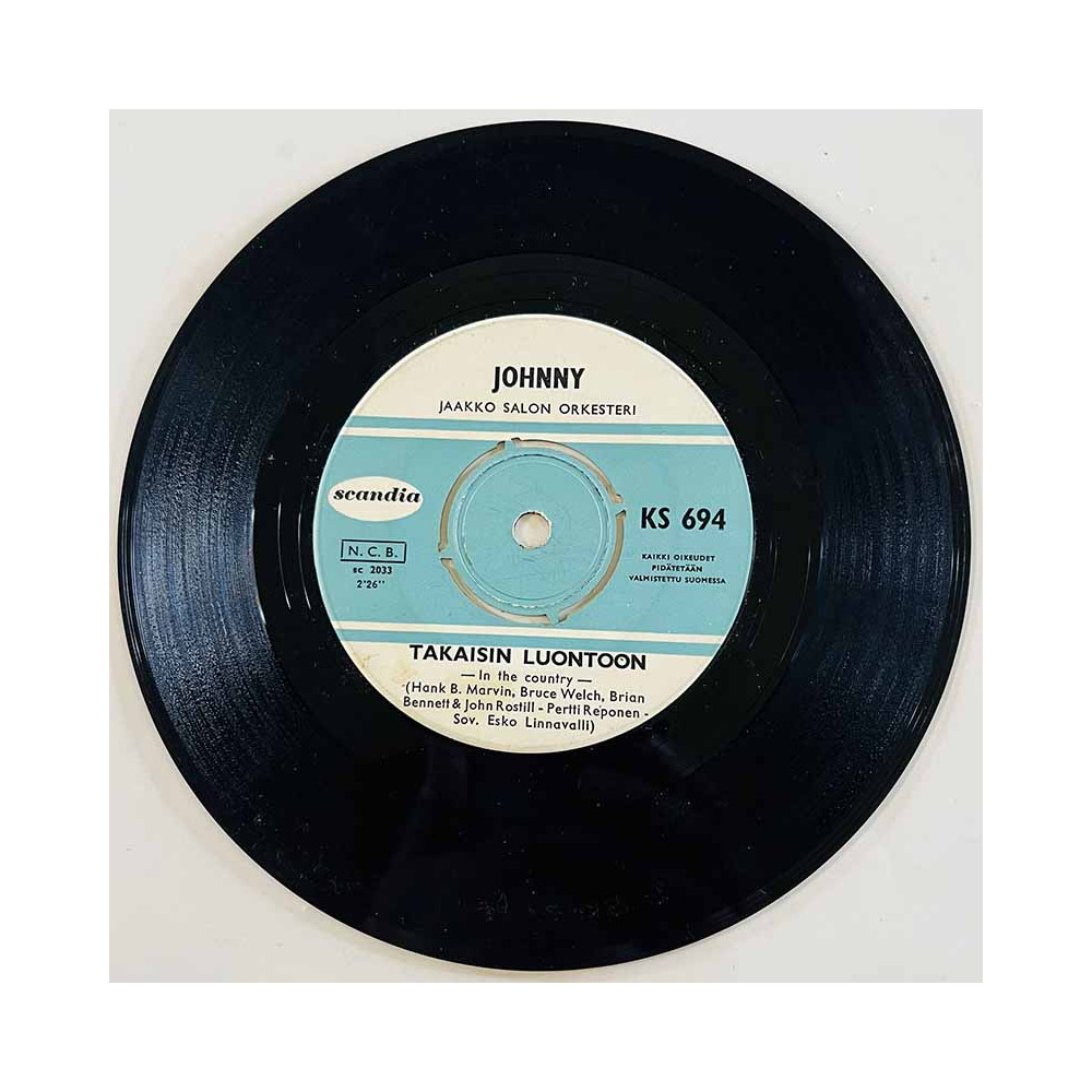 Johnny Käytetty 7” ei kuvakantta Takaisin luontoon / Kahden sateessa  kansi Ei kuvakantta levy VG käytetty vinyylisingle