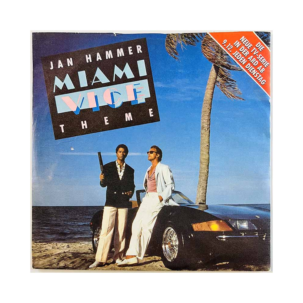 Hammer Jan käytetty 7” kuvakannella Miami Vice theme / TV version  kansi VG+ levy EX käytetty vinyylisingle PS
