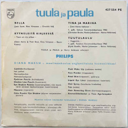 Tuula ja Paula käytetty 7” kuvakannella Sekä Diana Marsh-kosmetiikka  kansi VG levy EX käytetty vinyylisingle PS
