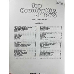 Top Country Hits of 1975 1975  piano voice guitar songbook Käytetty kirja