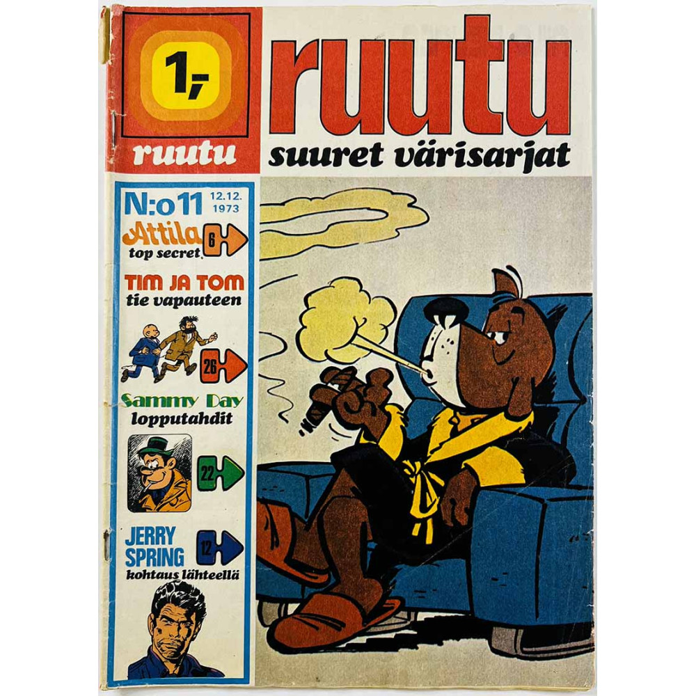 Ruutu suuret värisarjat 1973 N:o 11 Attila - Tim ja Tom - Jerry Spring ym. sarjakuva