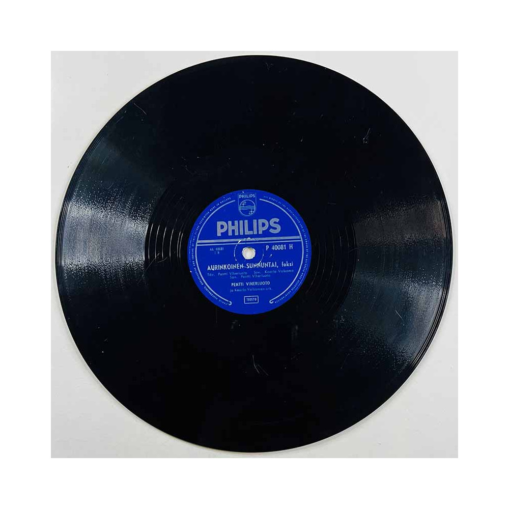 Viherluoto Pentti Käytetty 78-kierros savikiekkolevy Aurinkoinen sunnuntai / Kedon liljat  kansi paperikansi/muovitasku levy VG 