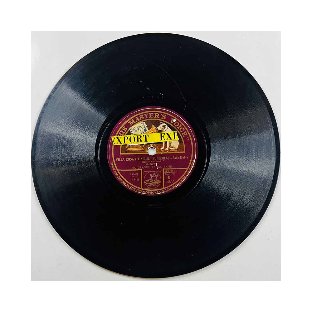 Rio Grande Tango Band Käytetty 78-kierros savikiekkolevy Villa Rosa / Rosita  kansi paperikansi/muovitasku levy G- savikiekko gr