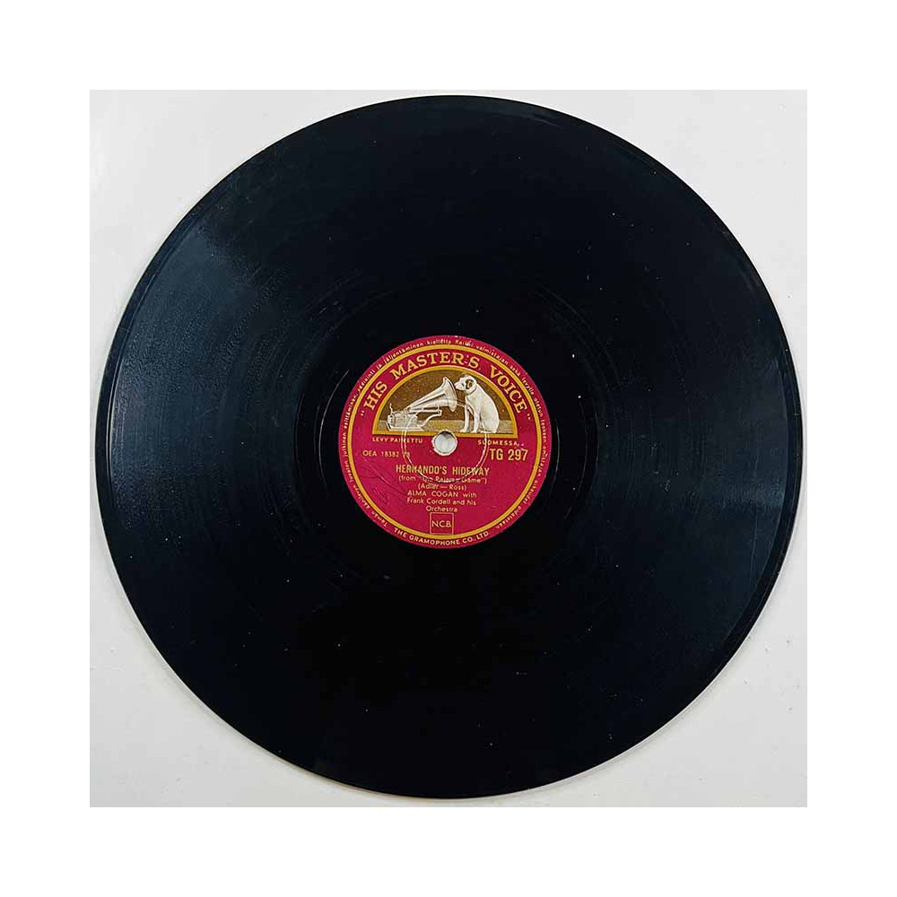 Cogan Alma / Ronnie Hilton Käytetty 78-kierros savikiekkolevy Hernando’s hideway / Hey there  kansi paperikansi/muovitasku levy 