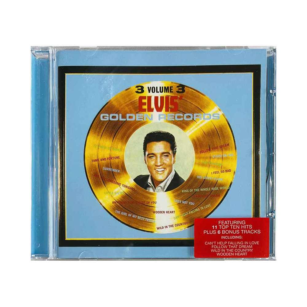 Elvis CD Elvis' Golden Records - vol. 3 + 6 bonus tracks  kansi EX levy EX Käytetty CD