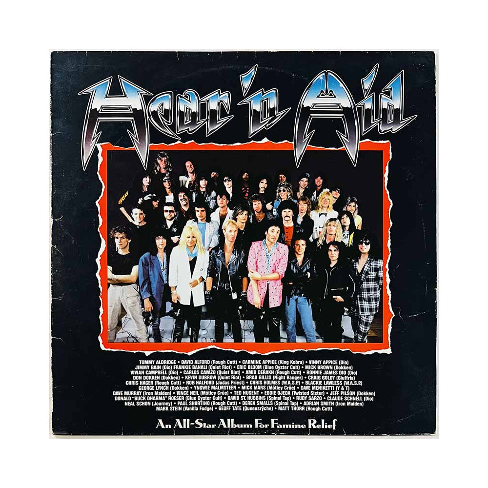 Accept, Dio, Motöhead, Kiss, Y&T ym. LP Hear ‘n Aid  kansi VG levy G+ Käytetty LP