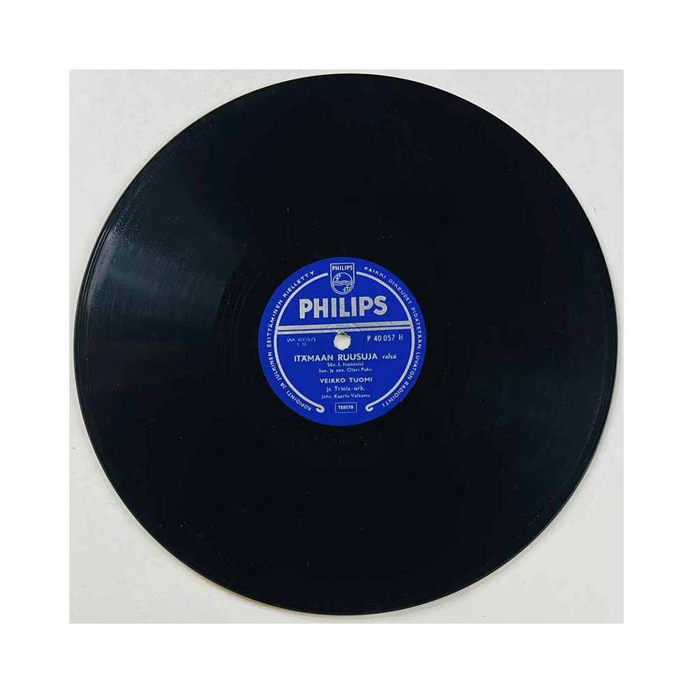 Tuomi Veikko Gramofonilevy Itämaan ruusuja / Kirjosiipi  kansi paperikansi/muovitasku levy VG savikiekko