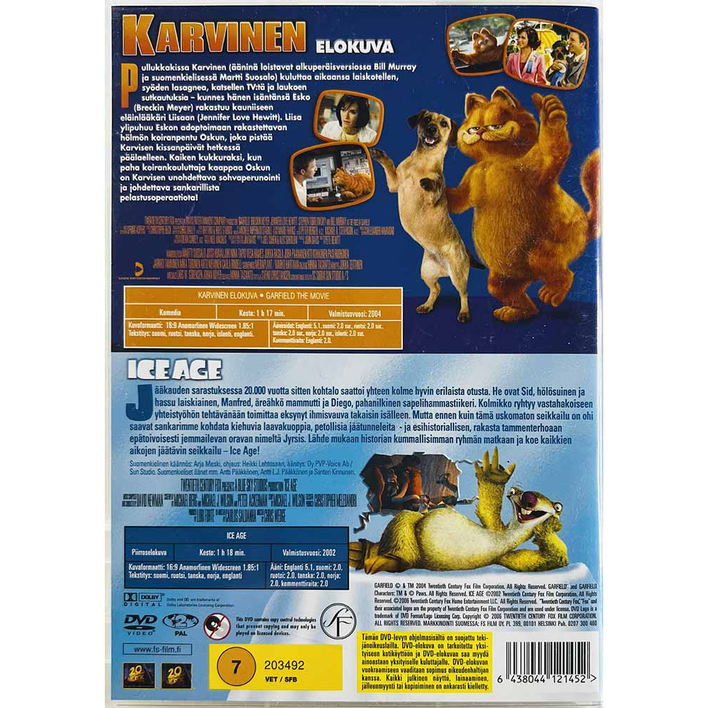 DVD - Elokuva DVD Karvinen elokuva / Ice Age jäätikön sankarit  kansi EX levy EX Käytetty DVD