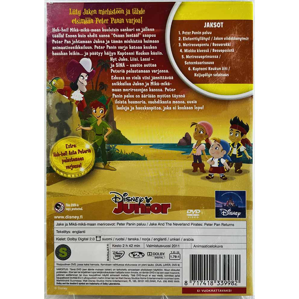 DVD - Elokuva DVD Peter Panin paluu  kansi EX levy EX Käytetty DVD