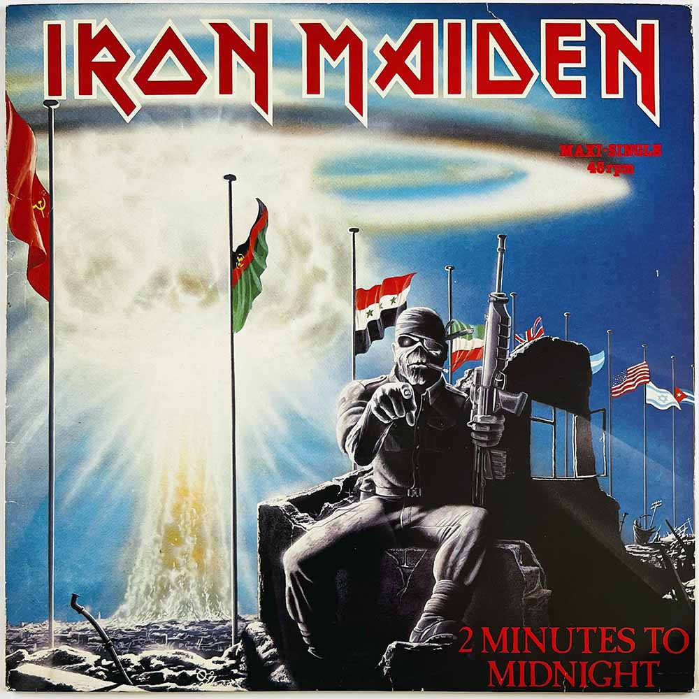 Iron Maiden LP 2 Minutes To Midnight 12-inch maxi  kansi VG levy EX- Käytetty LP