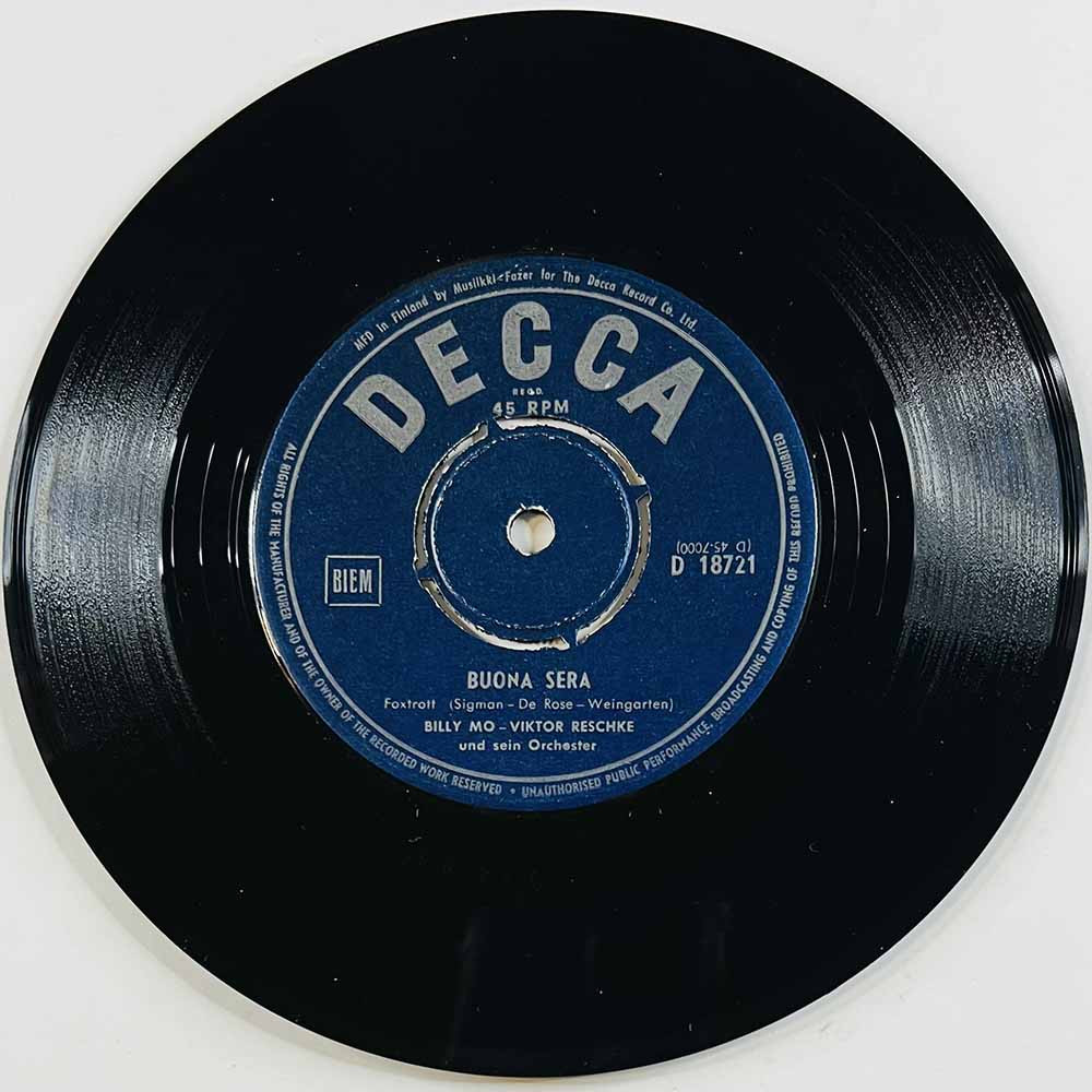 Billy Mo - Viktor Reschke 1958 D 18721 Buona Sera / Oh, Marie begagnad singelskiva