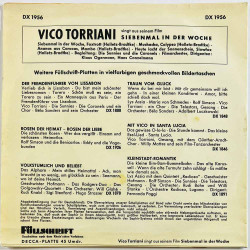 Torriani Vico käytetty 7” kuvakannella Siebenmal In Der Woche  kansi VG+ levy VG käytetty vinyylisingle PS