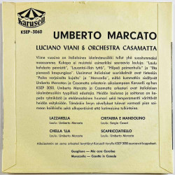 Marcato Umberto käytetty 7” kuvakannella Lazzarella, Chella ‘Lla / Ghitarra e mandolino  kansi EX- levy VG käytetty vinyylisingl