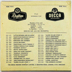 Ros Edmundo 1958 SDE 7074 Rhythms of the South EP begagnad singelskiva